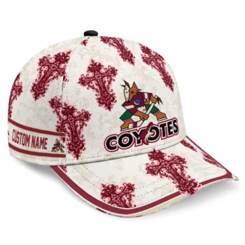 Arizona Coyotes Cap - Customized Damask Pattern Red White