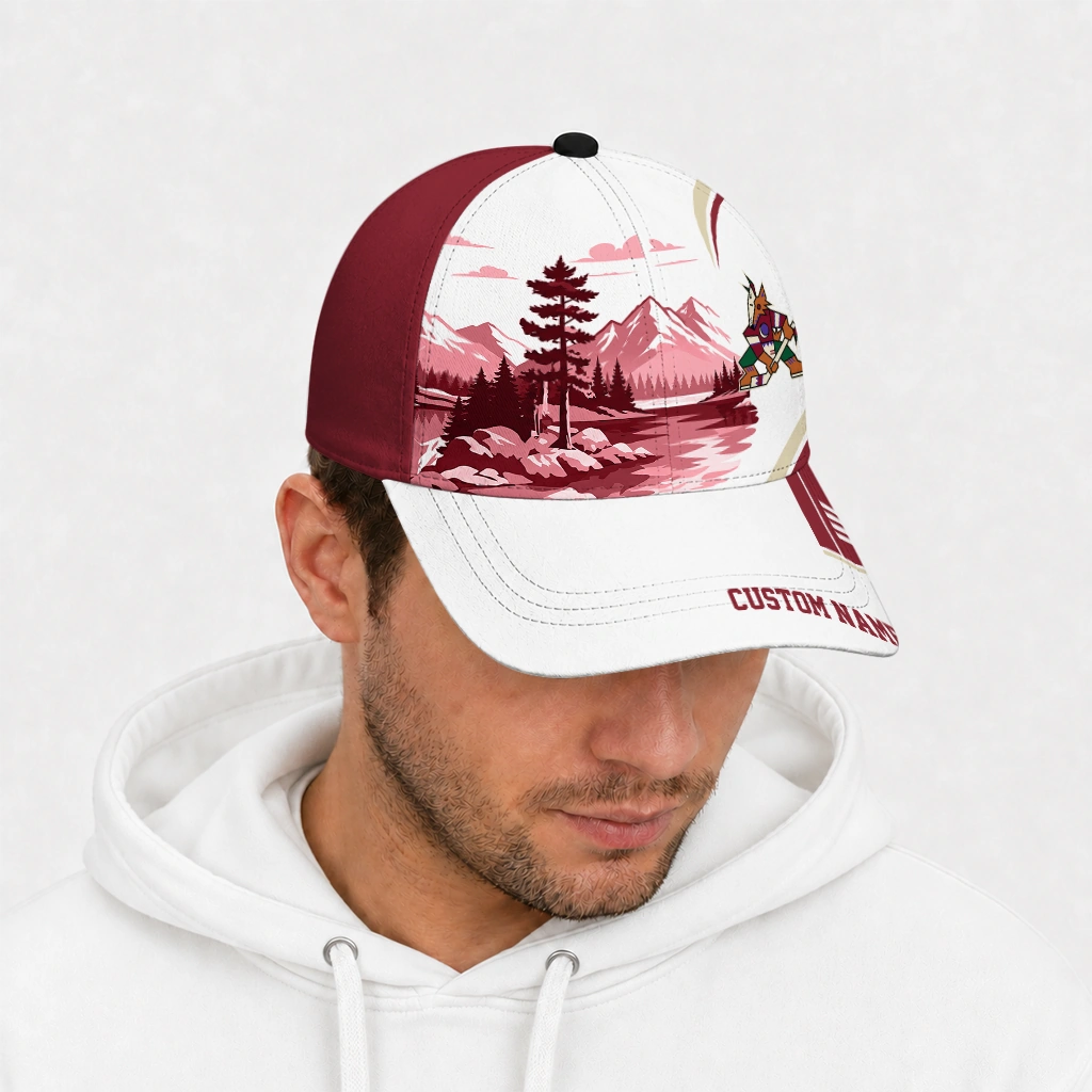 arizona-coyotes-cap-customized-flat-illustration-red-white-new-arrival.webp