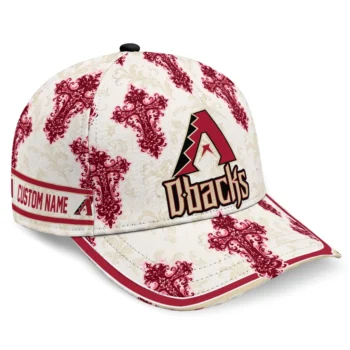 Arizona Diamondbacks Cap - Customized Damask Pattern Red White