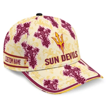 Arizona State Sun Devils Cap - Personalized Damask Pattern Maroon White