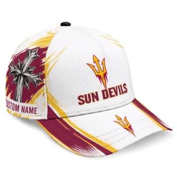Arizona State Sun Devils Cap - Personalized Grunge Cross Maroon White