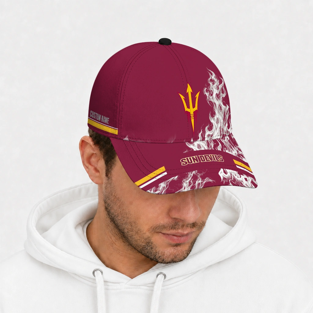 arizona-state-sun-devils-cap-personalized-smoke-flames-maroon-new-arrival.webp