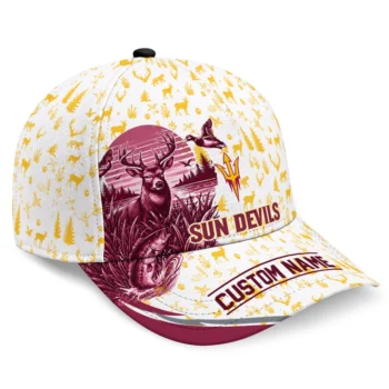 Arizona State Sun Devils Cap - Personalized Toile Pattern Maroon White