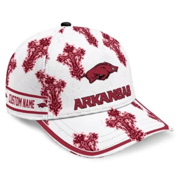 Arkansas Razorbacks Cap - Custom Damask Pattern Red White