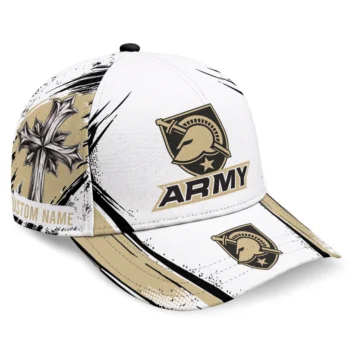 Army Black Knights Cap - Customized Grunge Cross Gold White