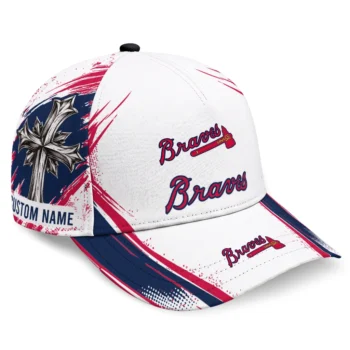 Atlanta Braves Cap - Custom Grunge Cross Navy White