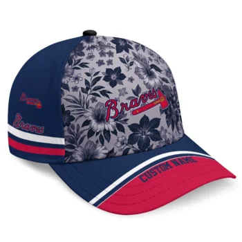 Atlanta Braves Cap - Customized Tropical Floral Navy