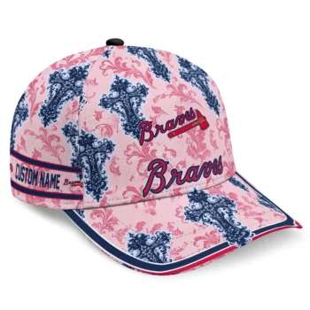 Atlanta Braves Cap - Personalized Damask Pattern Navy White