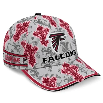 Atlanta Falcons Cap - Personalized Damask Pattern Red White