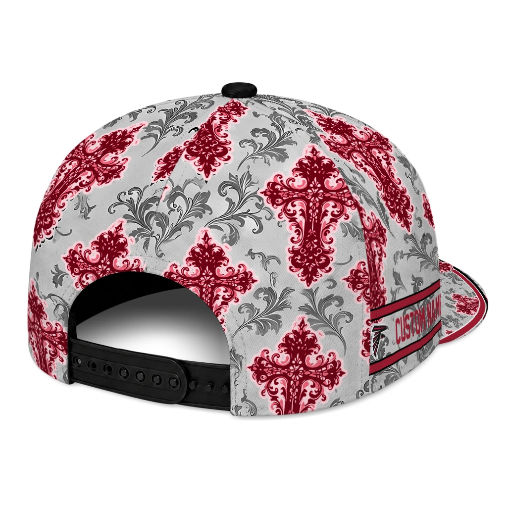atlanta-falcons-cap-personalized-damask-pattern-red-white-fashion-forward.webp