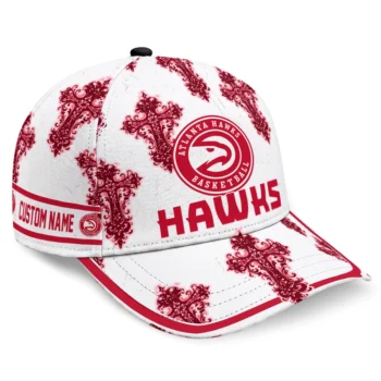 Atlanta Hawks Cap - Custom Damask Pattern Red White