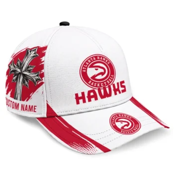 Atlanta Hawks Cap - Customized Grunge Cross Red White