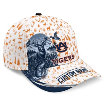 Auburn Tigers Cap - Customized Toile Pattern Navy Blue White