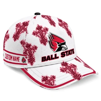 Ball State Cardinals Cap - Customized Damask Pattern Red White