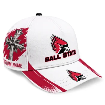 Ball State Cardinals Cap - Customized Grunge Cross Red White