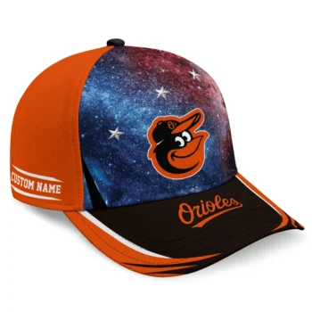 Baltimore Orioles Cap - Customized Galaxy Nebula Orange