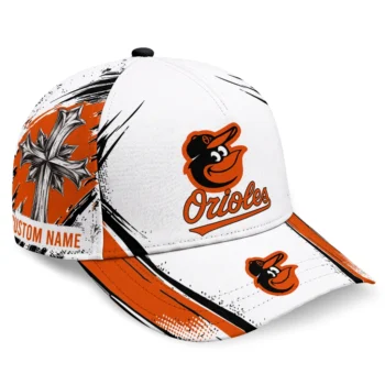 Baltimore Orioles Cap - Customized Grunge Cross Orange White