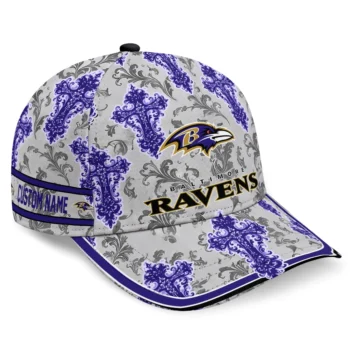 Baltimore Ravens Cap - Custom Damask Pattern Purple White