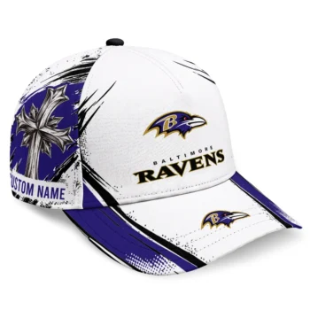 Baltimore Ravens Cap - Customized Grunge Cross Purple White