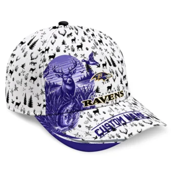Baltimore Ravens Cap - Customized Toile Pattern Purple White