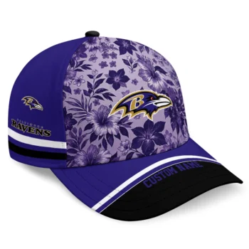 Baltimore Ravens Cap - Personalized Tropical Floral Purple