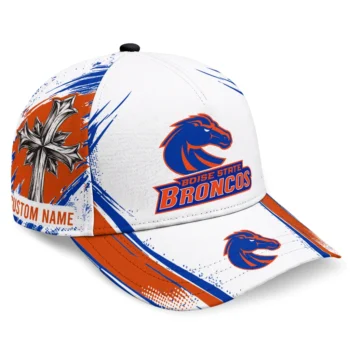 Boise State Broncos Cap - Custom Grunge Cross Orange White