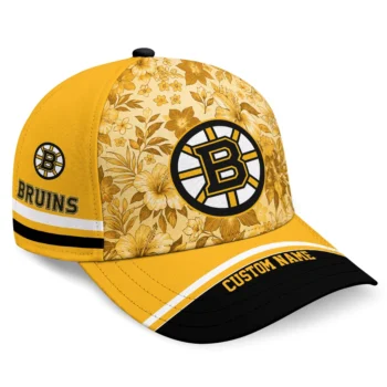 Boston Bruins Cap - Customized Tropical Floral Gold