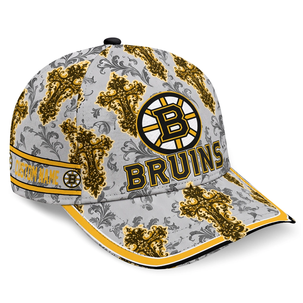 boston-bruins-cap-personalized-damask-pattern-gold-white-best-selling.webp boston bruins cap personalized damask pattern gold white best selling