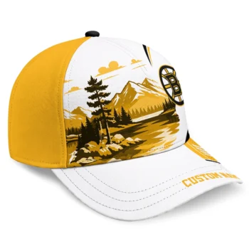 Boston Bruins Cap - Personalized Flat Illustration Gold White