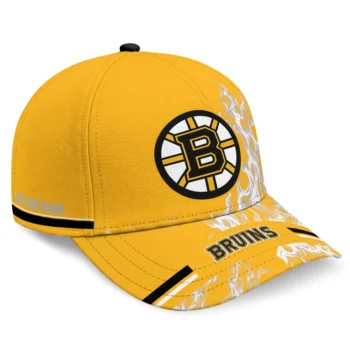 Boston Bruins Cap - Personalized Smoke Flames Gold
