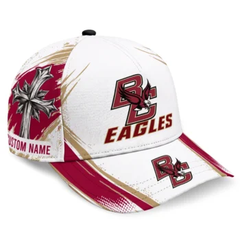 Boston College Eagles Cap - Personalized Grunge Cross Maroon White