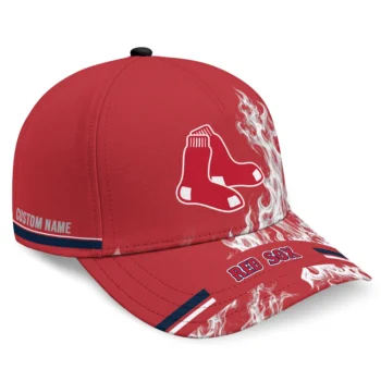 Boston Red Sox Cap - Customized Smoke Flames Red