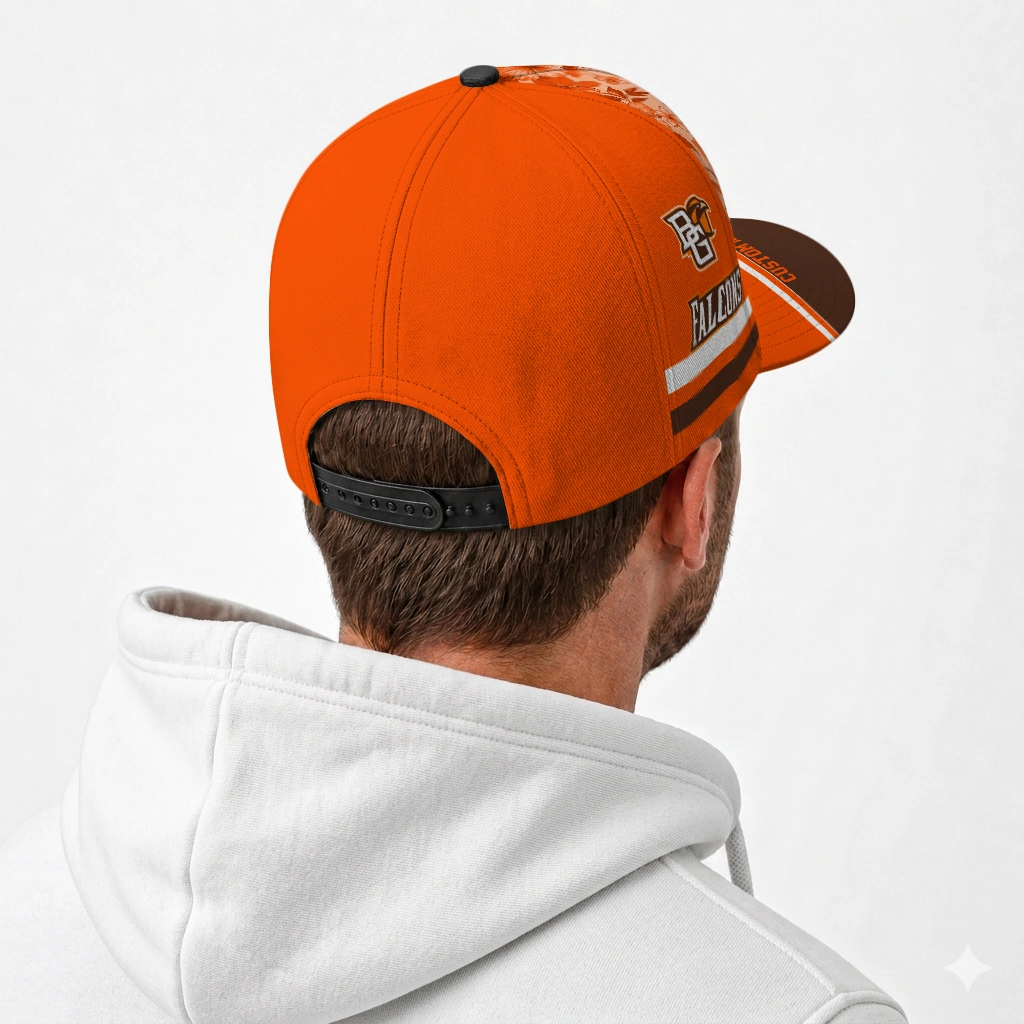 bowling-green-falcons-cap-custom-tropical-floral-orange-latest-model.webp