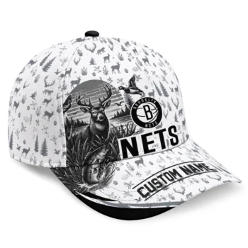 Brooklyn Nets Cap - Custom Toile Pattern Black White