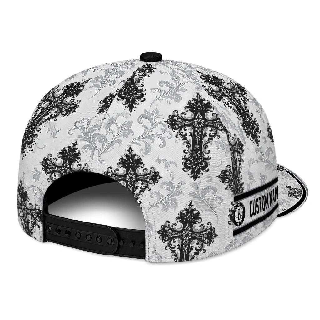 brooklyn-nets-cap-personalized-damask-pattern-black-white-fashion-forward.webp