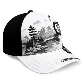 Brooklyn Nets Cap - Personalized Flat Illustration Black White