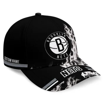 Brooklyn Nets Cap - Personalized Smoke Flames Black