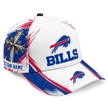 Buffalo Bills Cap - Personalized Grunge Cross Blue White