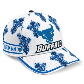 Buffalo Bulls Cap - Personalized Damask Pattern Royal Blue White