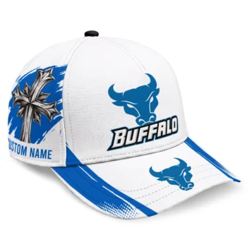 Buffalo Bulls Cap - Personalized Grunge Cross Royal Blue White