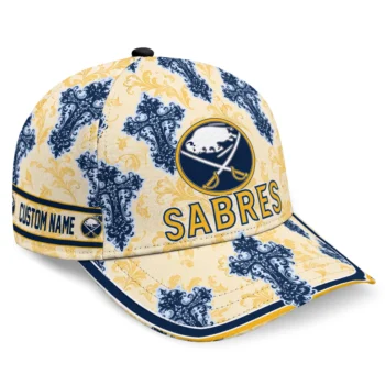 Buffalo Sabres Cap - Custom Damask Pattern Navy Blue White