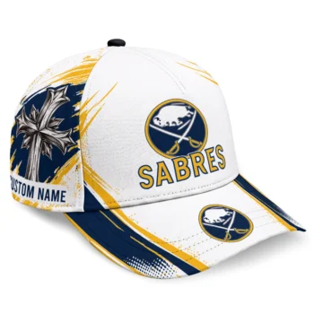 Buffalo Sabres Cap - Customized Grunge Cross Navy Blue White