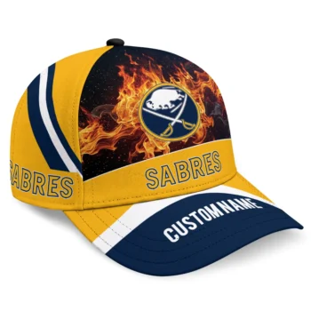 Buffalo Sabres Cap - Personalized Blazing Fire Navy Blue