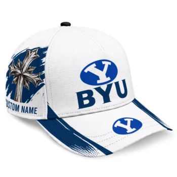 BYU Cougars Cap - Customized Grunge Cross Blue White