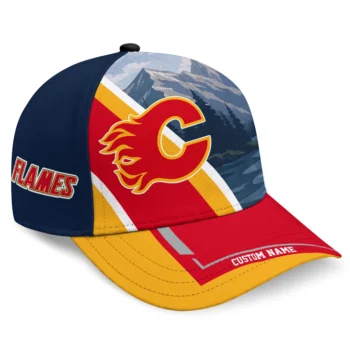 Calgary Flames Cap - Custom Diagonal Slash Red