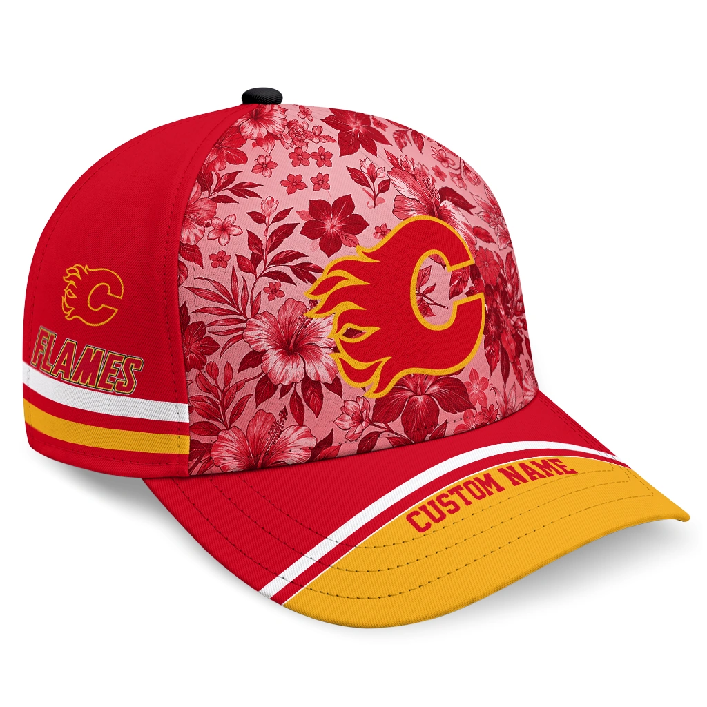 calgary-flames-cap-custom-tropical-floral-red-best-selling.webp calgary flames cap custom tropical floral red best selling
