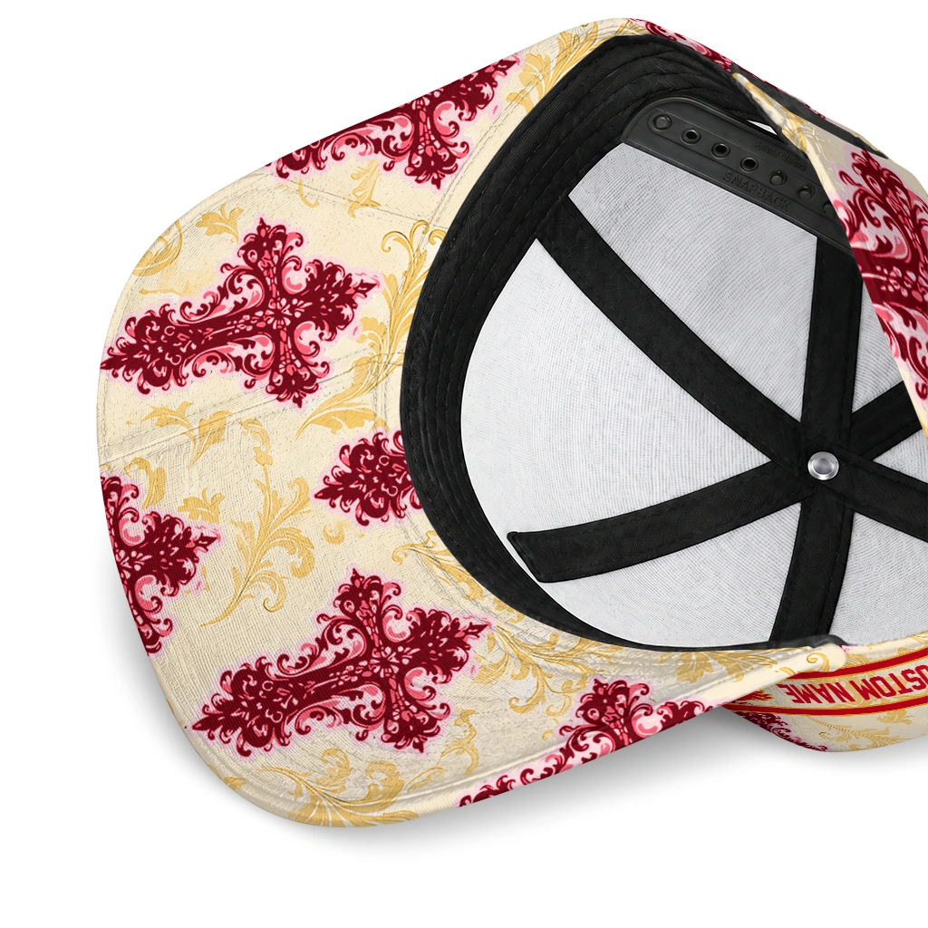 calgary-flames-cap-customized-damask-pattern-red-white-high-quality.webp