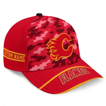 Calgary Flames Cap - Personalized Pixel Camo Red