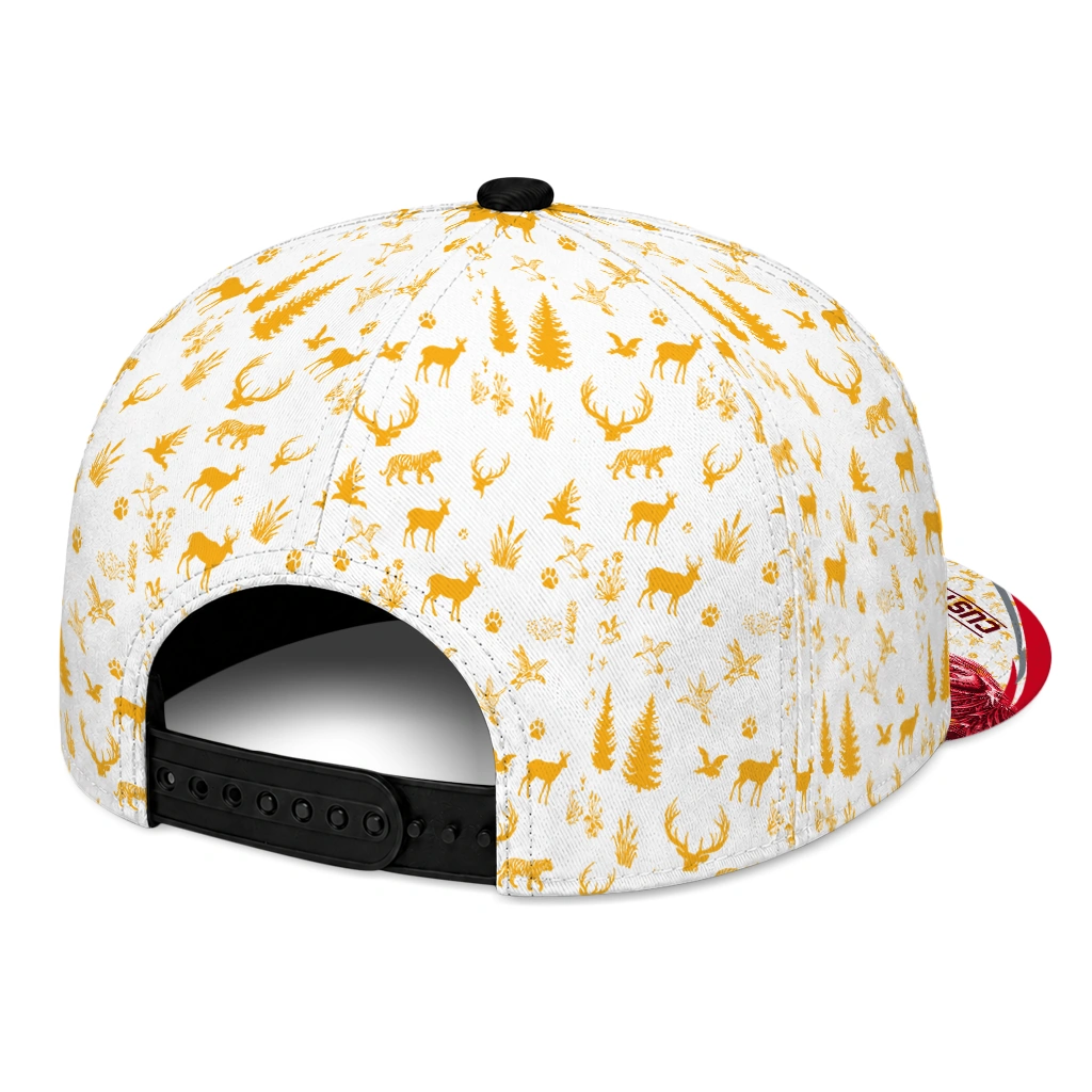 calgary-flames-cap-personalized-toile-pattern-red-white-fashion-forward.webp