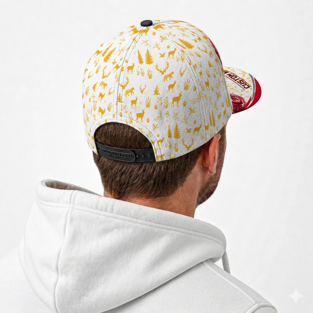 calgary-flames-cap-personalized-toile-pattern-red-white-latest-model.webp